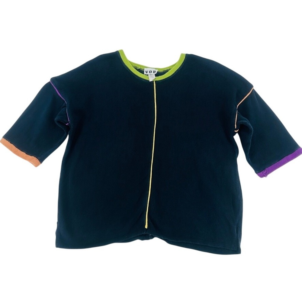 Vintage VOV Colorblock Tee USA Made Contrast Trim Short Sleeve Top